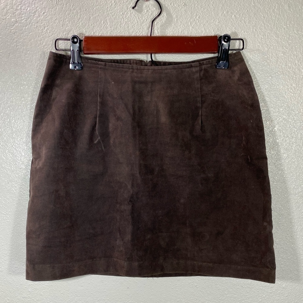 Vintage Streetwear chocolate brown velvet mini skirt size 5